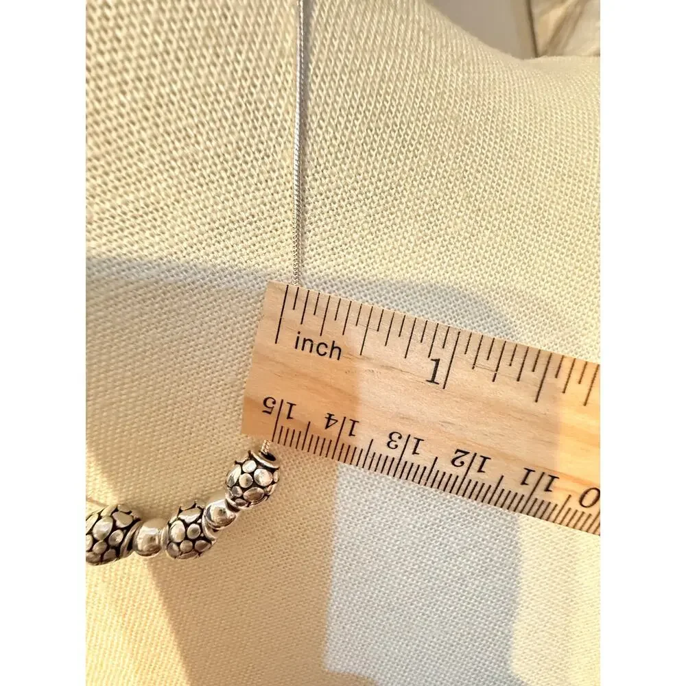 Vintage NOS Silver Tone Beaded Slider Necklace 16”